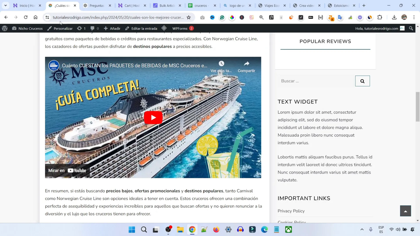 Ajustes de la barra lateral y menú