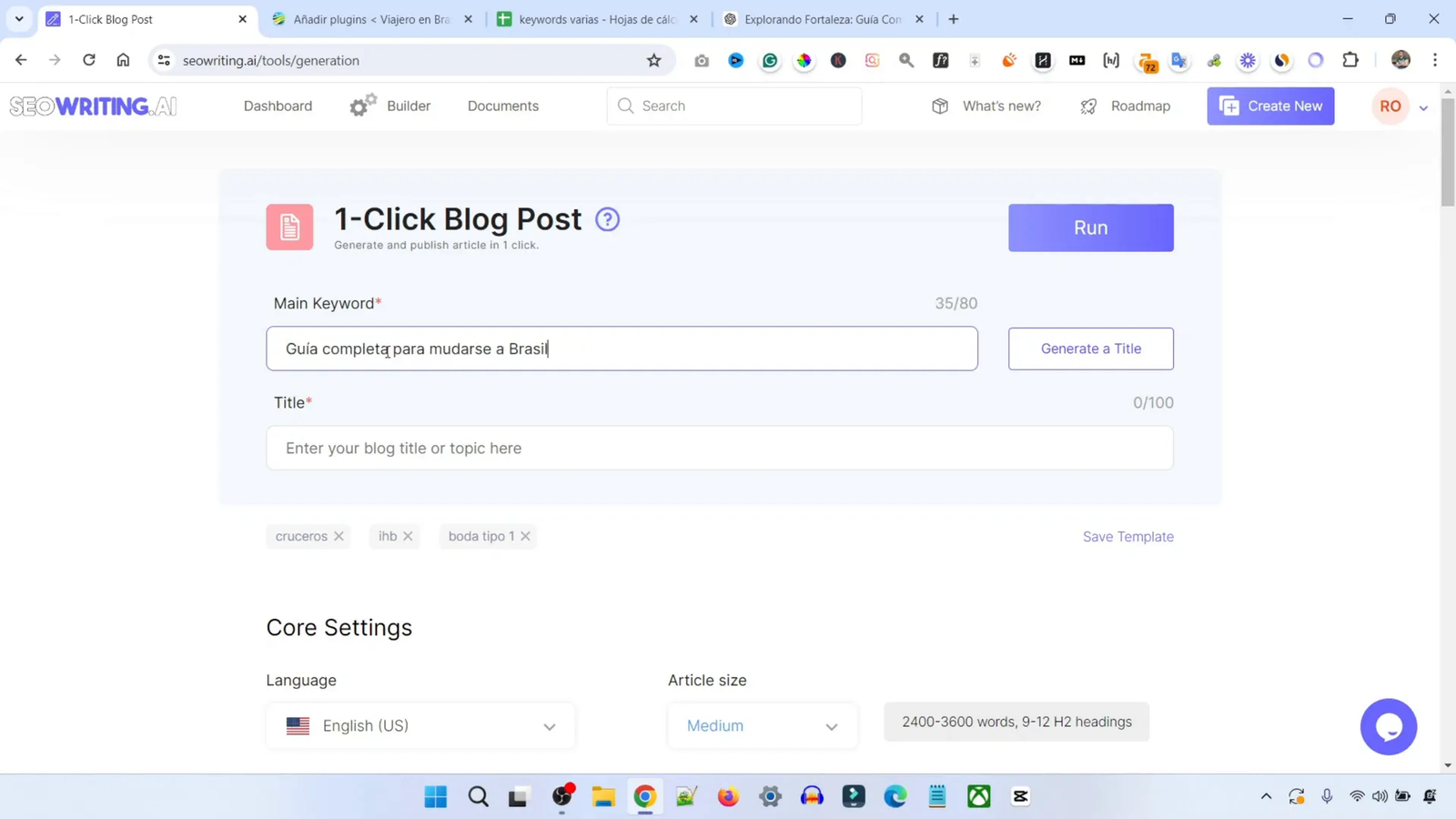 Cómo Escribir Artículos SEO Optimizados con SEOWriting AI 3 Selección de palabras clave en SEO Griding