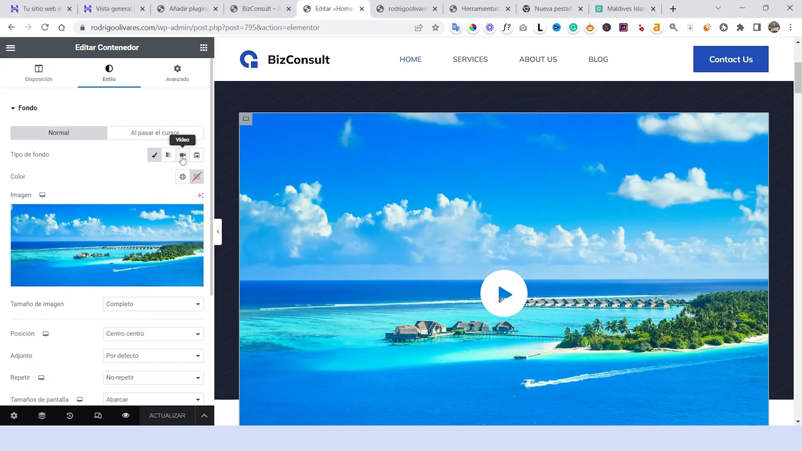 Añadiendo video de fondo