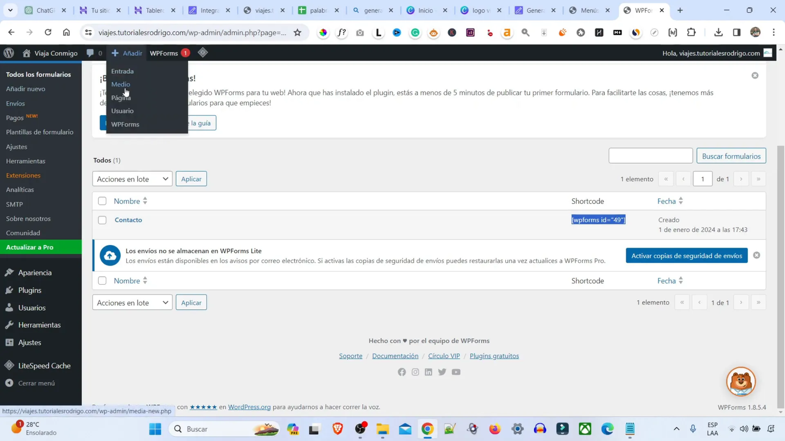 Cómo Hacer una Web Nicho: Guía Completa para Crear Tu Sitio de Viajes 8 Creación de una página de contacto en WordPress