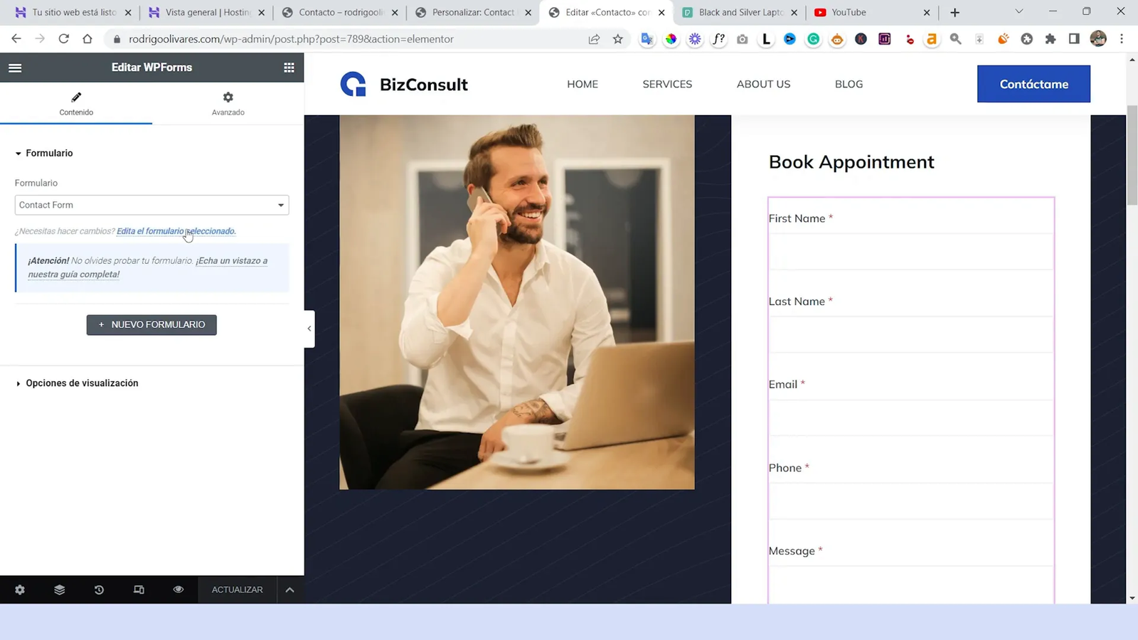 Configurando el formulario de contacto