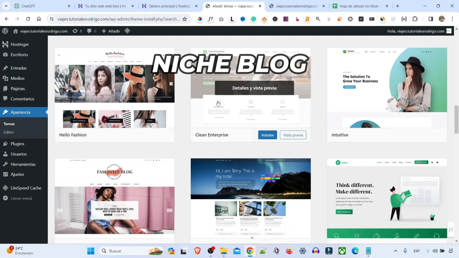 Cómo Hacer una Web Nicho: Guía Completa para Crear Tu Sitio de Viajes 3 Instalación del tema Niche Blog en WordPress
