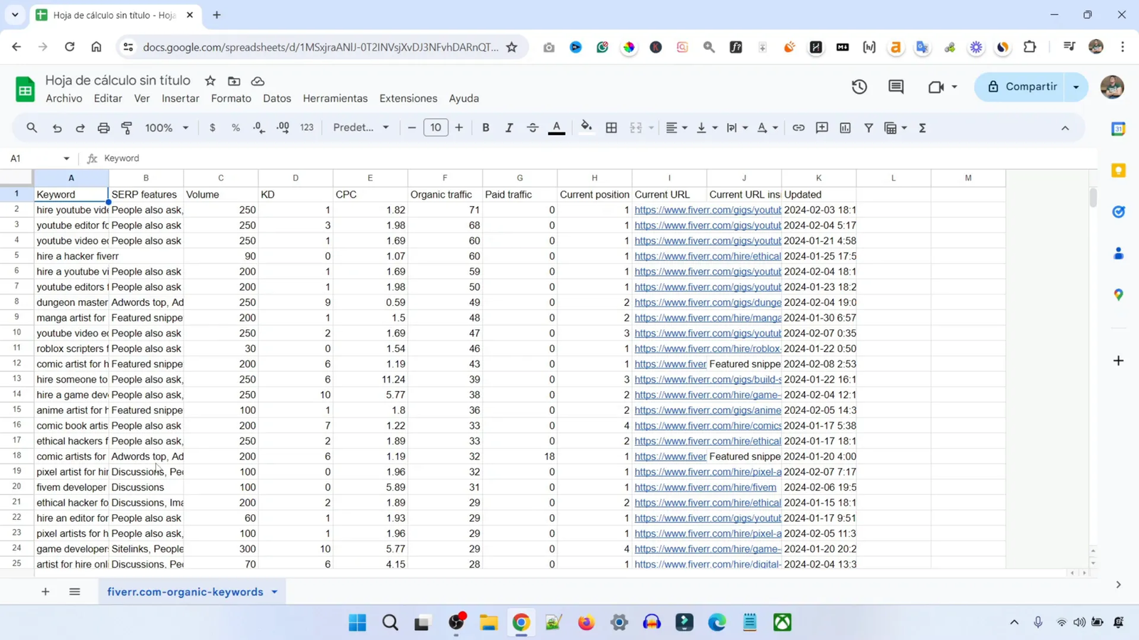 Cómo Crear un Sitio Web de Afiliados de Fiverr en 20 Minutos con IA 3 Investigación de Palabras Clave