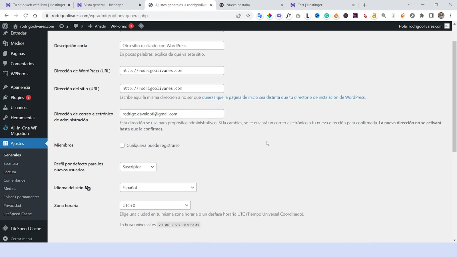 Configuración de lectura en WordPress