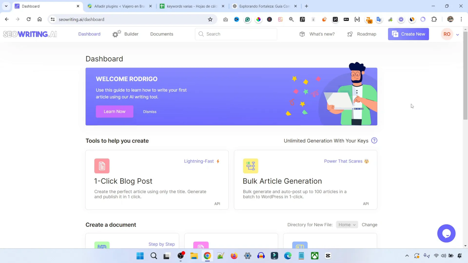 Cómo Escribir Artículos SEO Optimizados con SEOWriting AI 2 Interfaz de SEO Griding mostrando opciones de generación de contenido