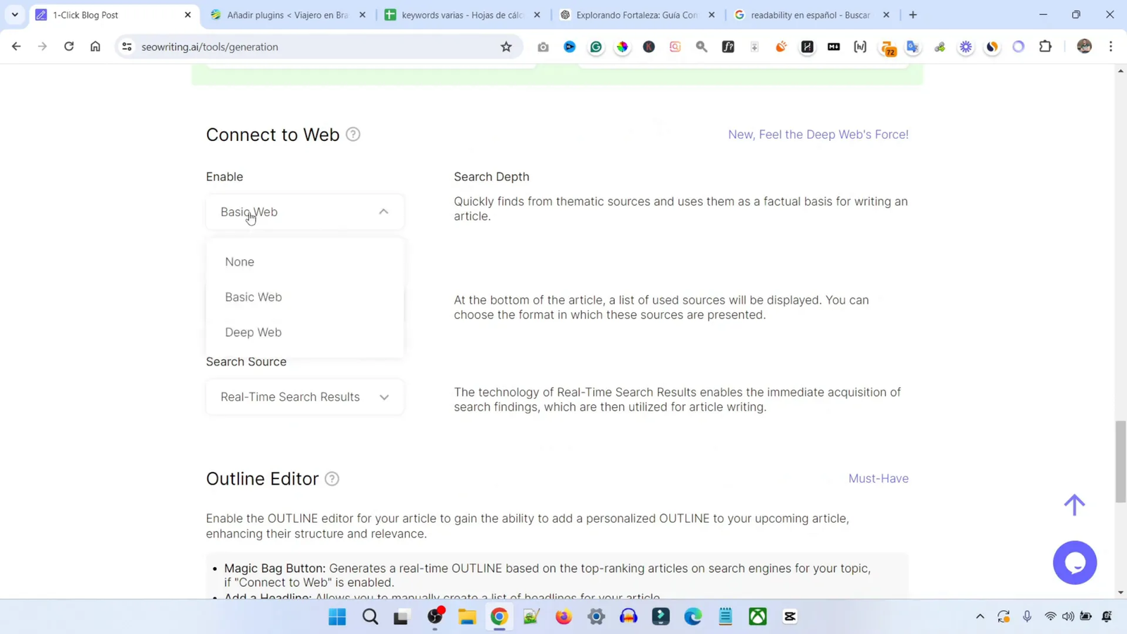 Cómo Escribir Artículos SEO Optimizados con SEOWriting AI 9 Interfaz de búsqueda profunda en SEO Griding