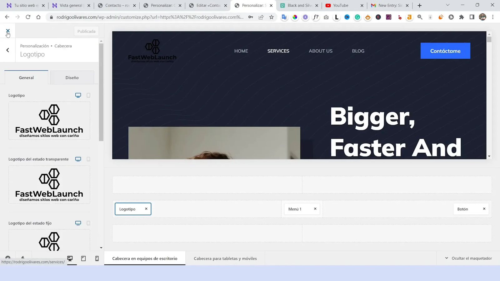 Modificando el menú en WordPress