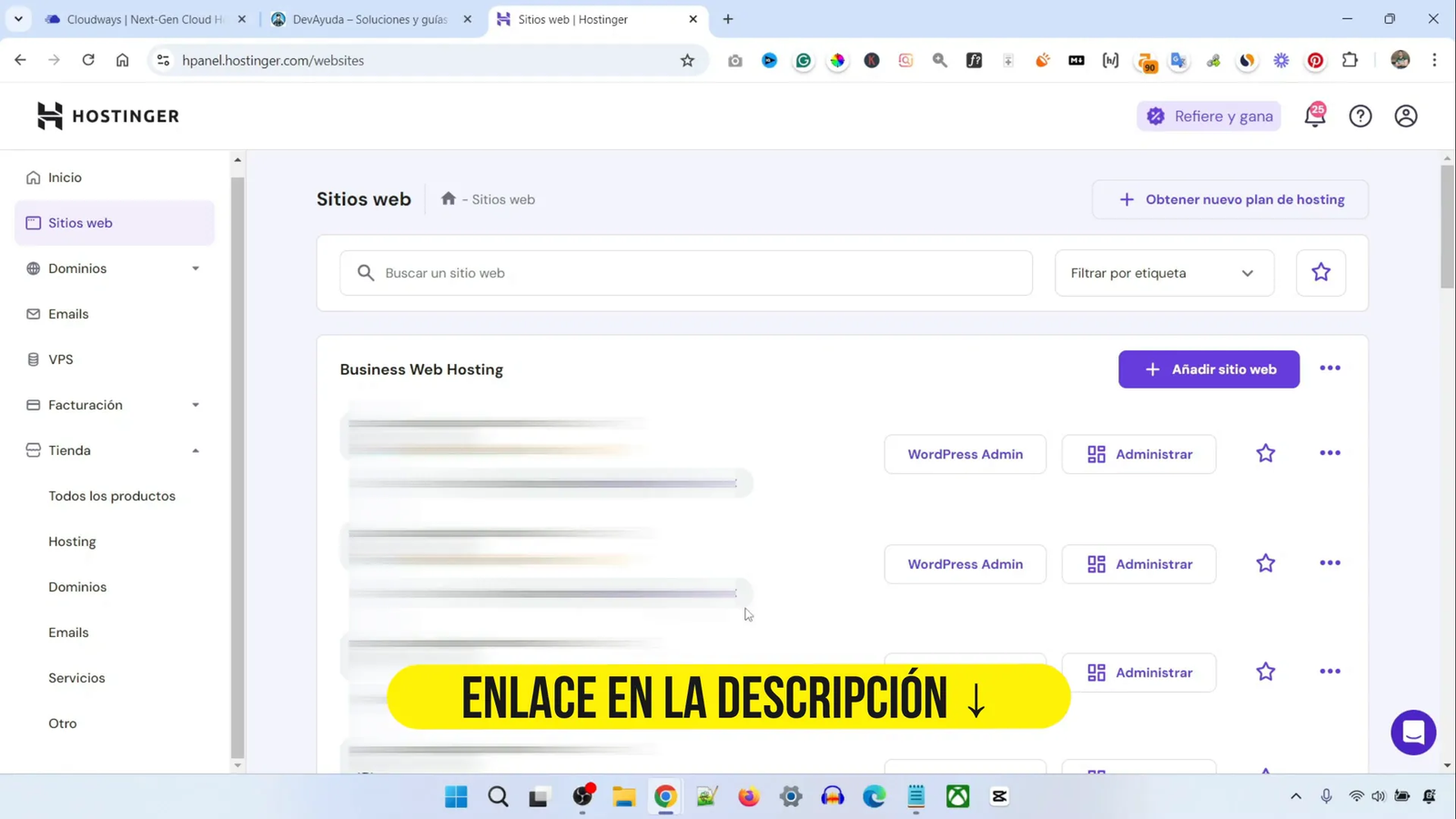 Cómo Migrar WordPress a Hostinger en 5 Minutos 2 Pantalla de inicio de Hostinger para añadir un sitio web