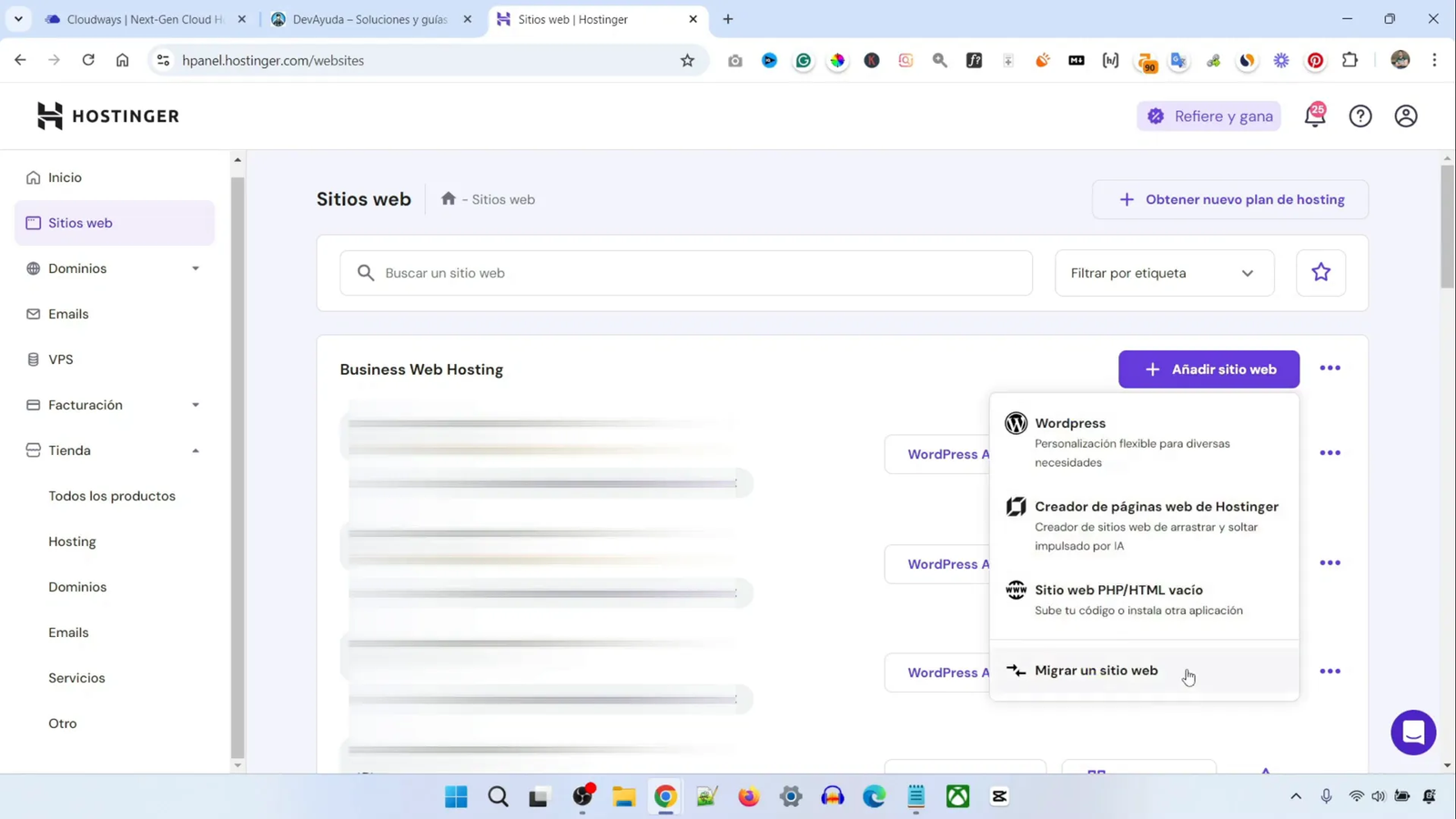 Cómo Migrar WordPress a Hostinger en 5 Minutos 3 Ingreso del dominio para migrar en Hostinger