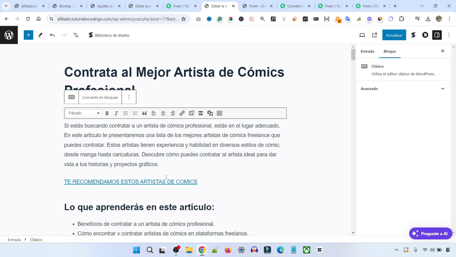 Cómo Crear un Sitio Web de Afiliados de Fiverr en 20 Minutos con IA 27 Conclusión y Próximos Pasos