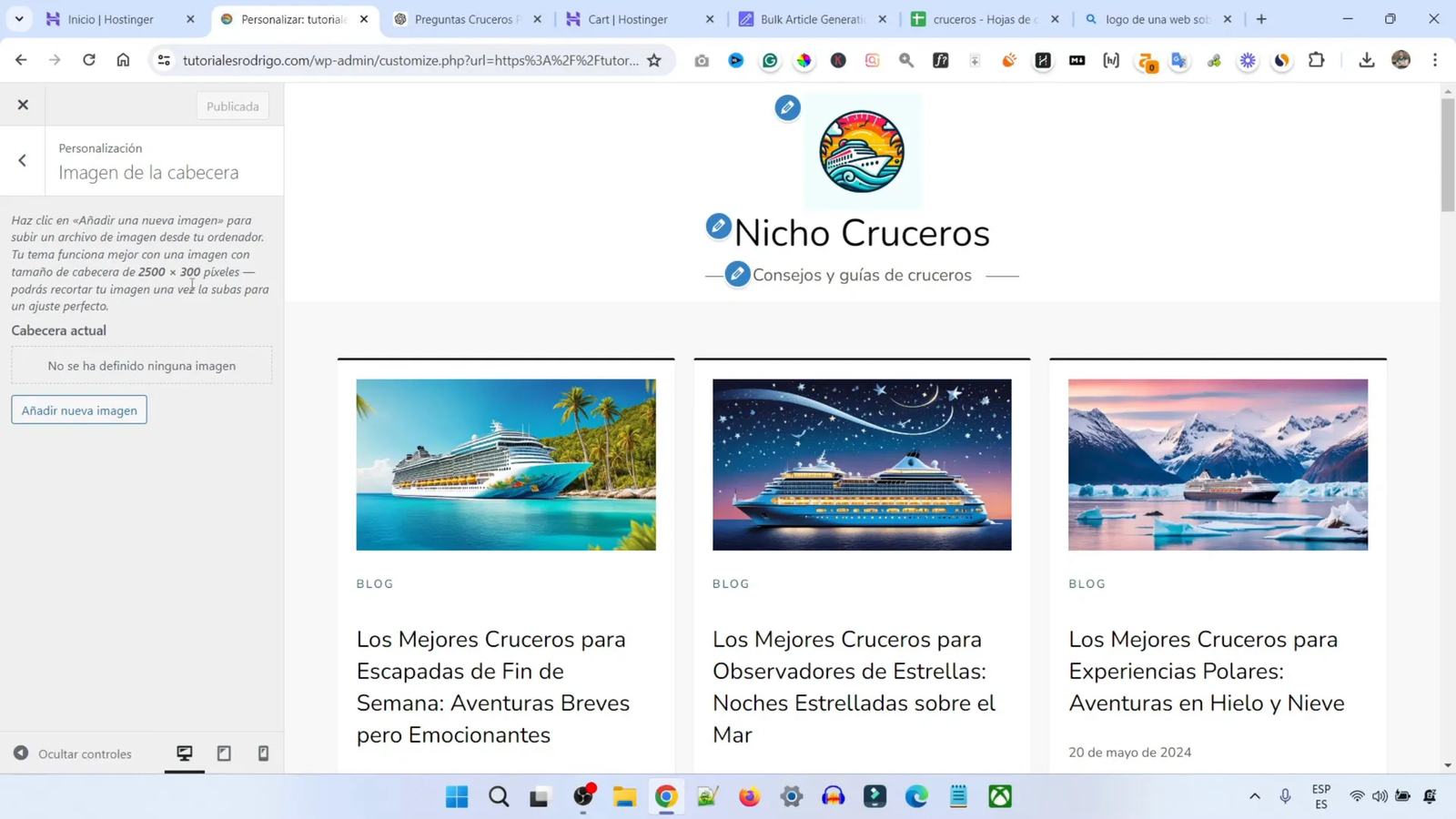 Configuración de la imagen de cabecera