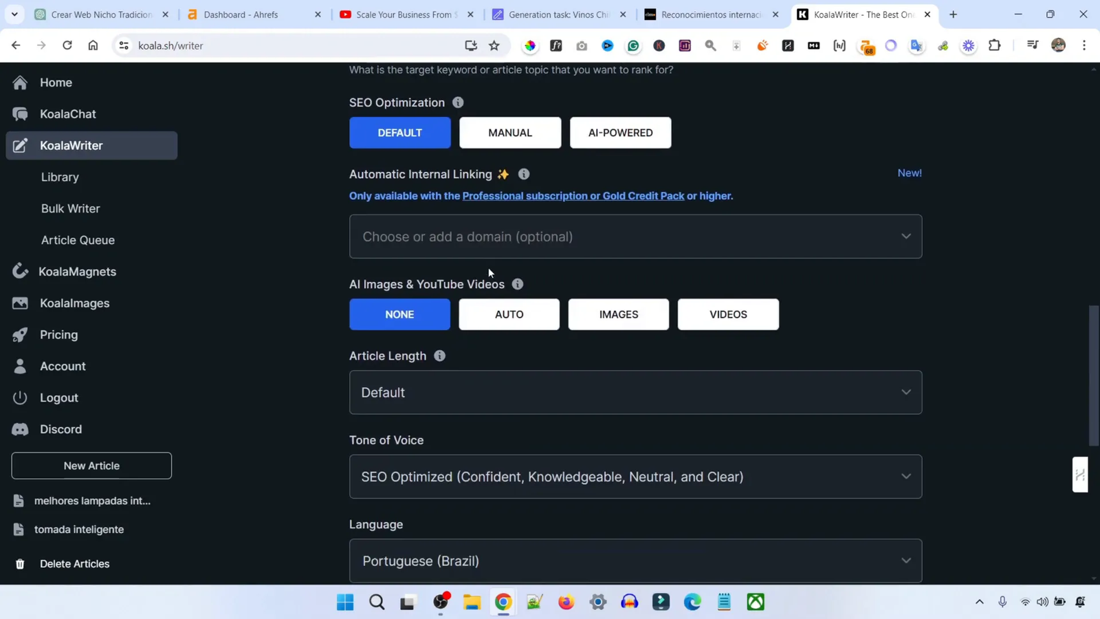 Interfaz de Koala mostrando transformación de video a artículo