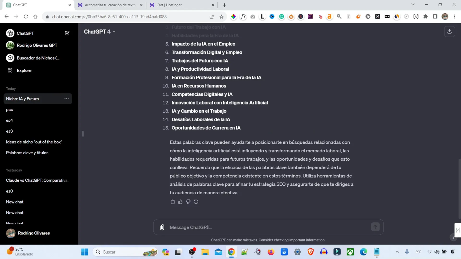 Generando nombres de dominio con ChatGPT