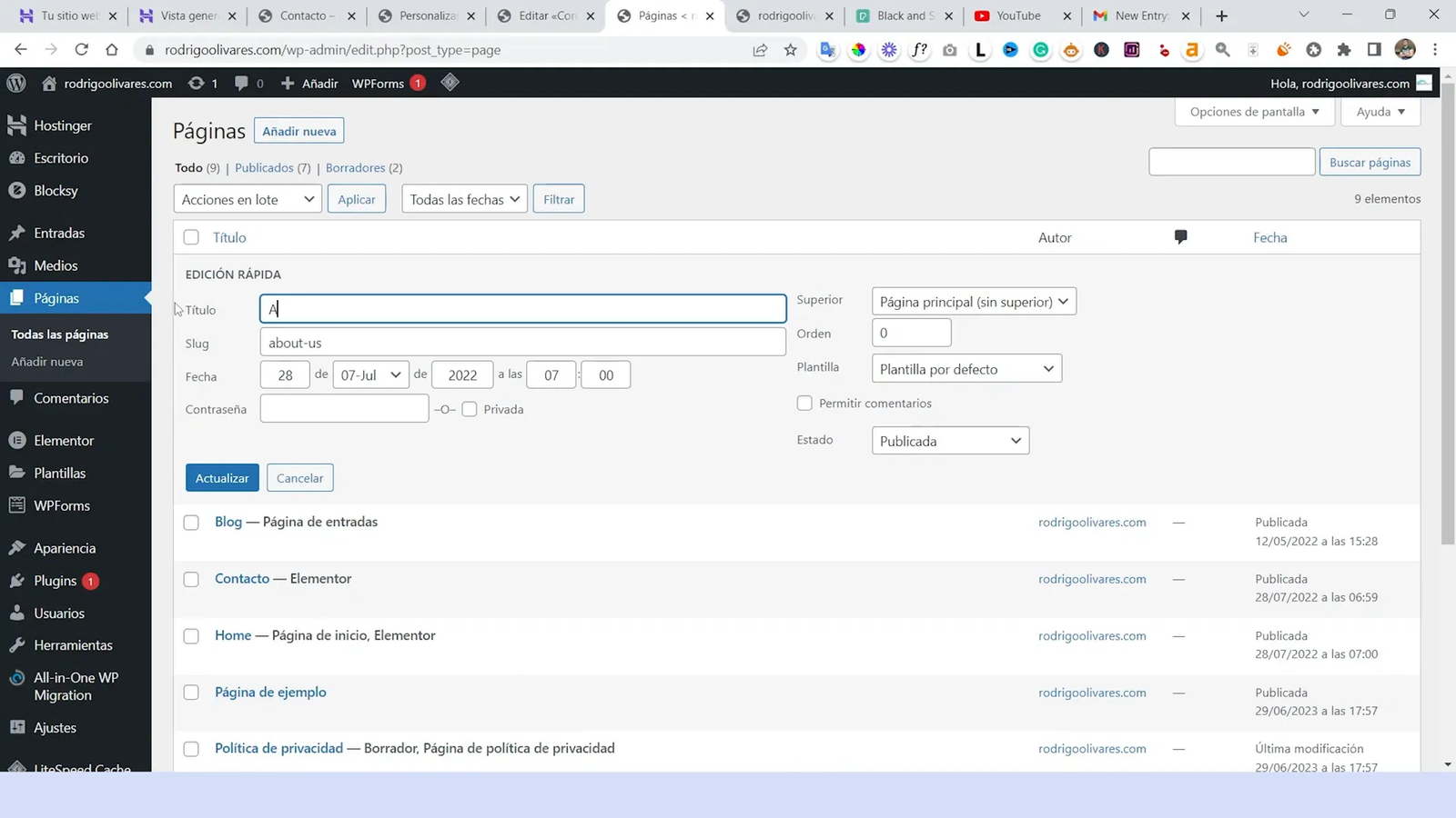 Verificando cambios en el menú