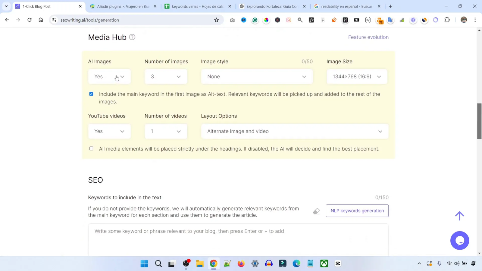 Cómo Escribir Artículos SEO Optimizados con SEOWriting AI 8 Configuración de generación de imágenes en SEO Griding