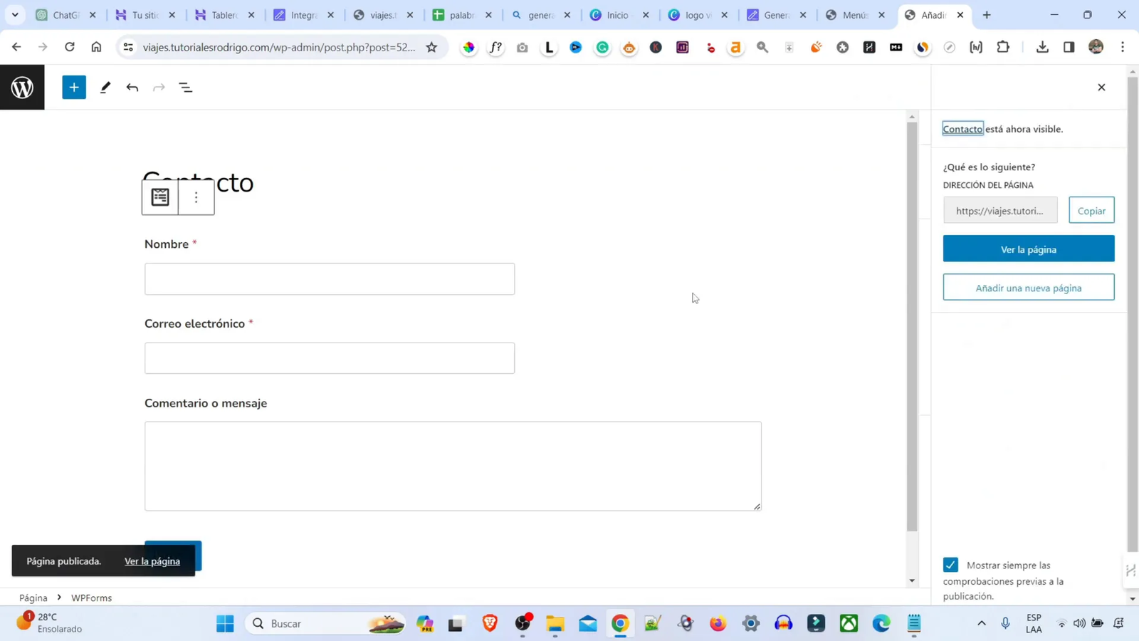 Cómo Hacer una Web Nicho: Guía Completa para Crear Tu Sitio de Viajes 11 Formulario de contacto en WordPress