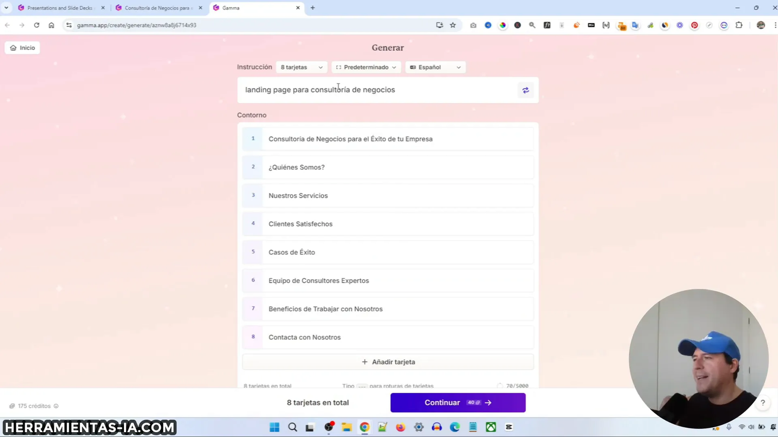 Generación de landing page para consultoría