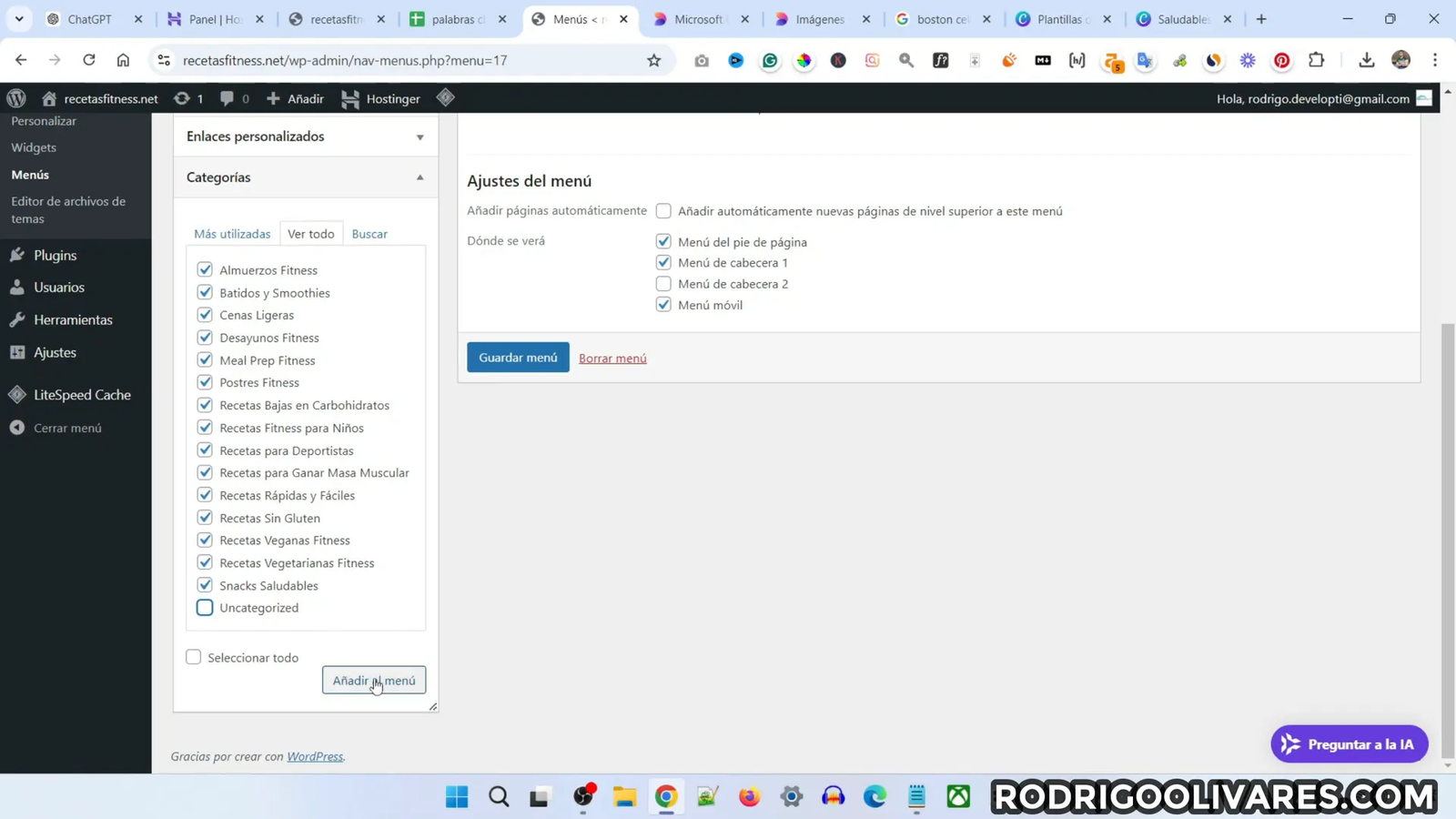 Configuración del menú de navegación en WordPress