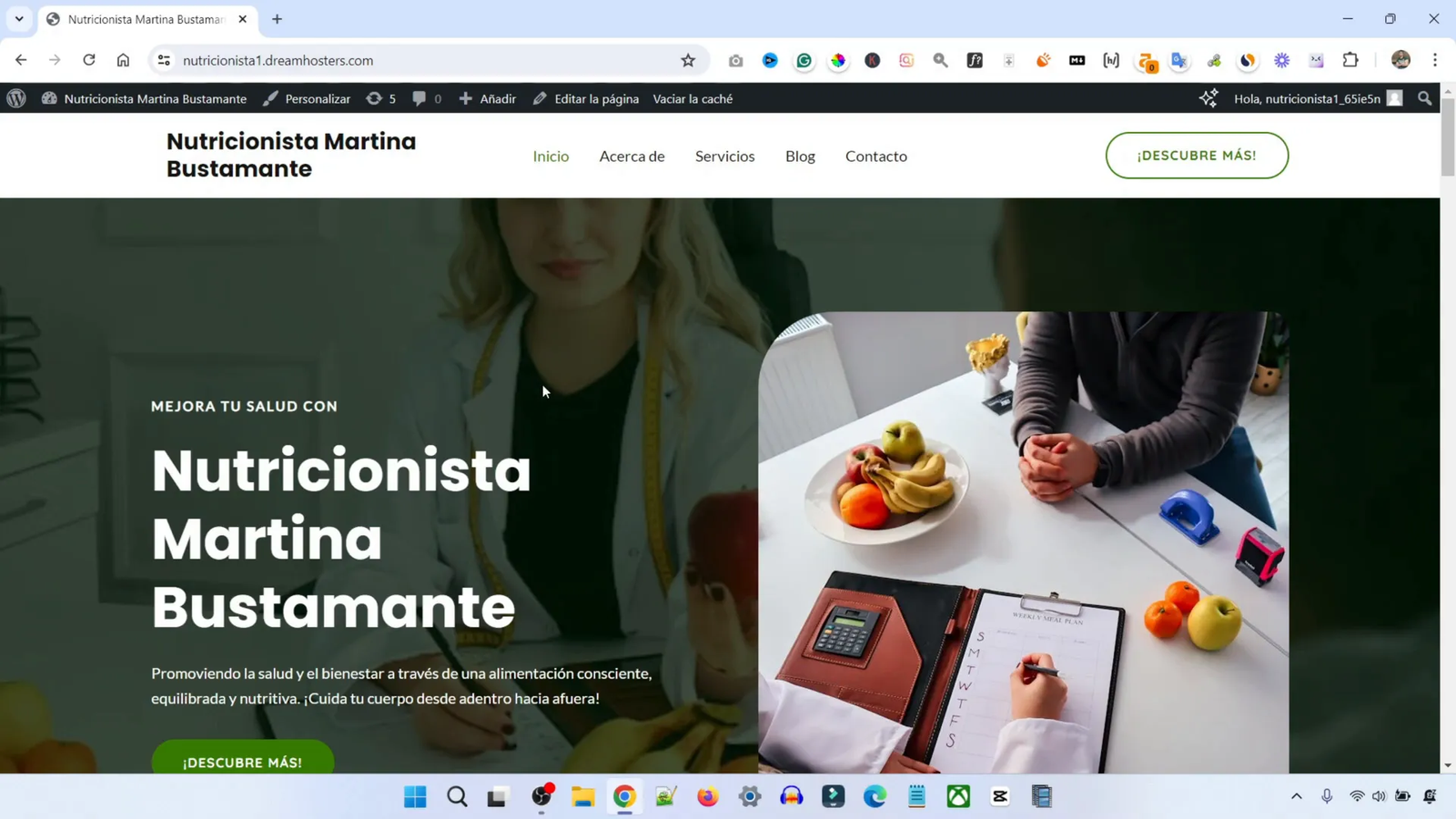 Resultado final del sitio web
