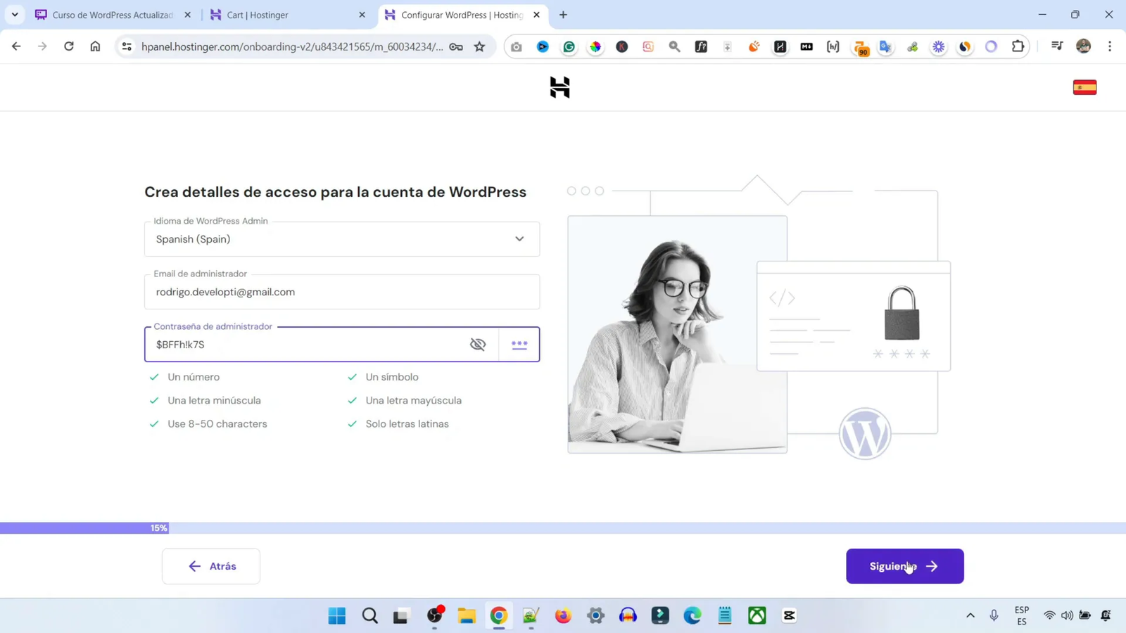 Configuración inicial de WordPress en Hostinger