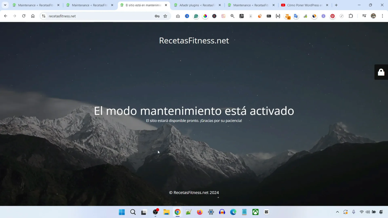 Uso de la versión gratuita del plugin Maintenance