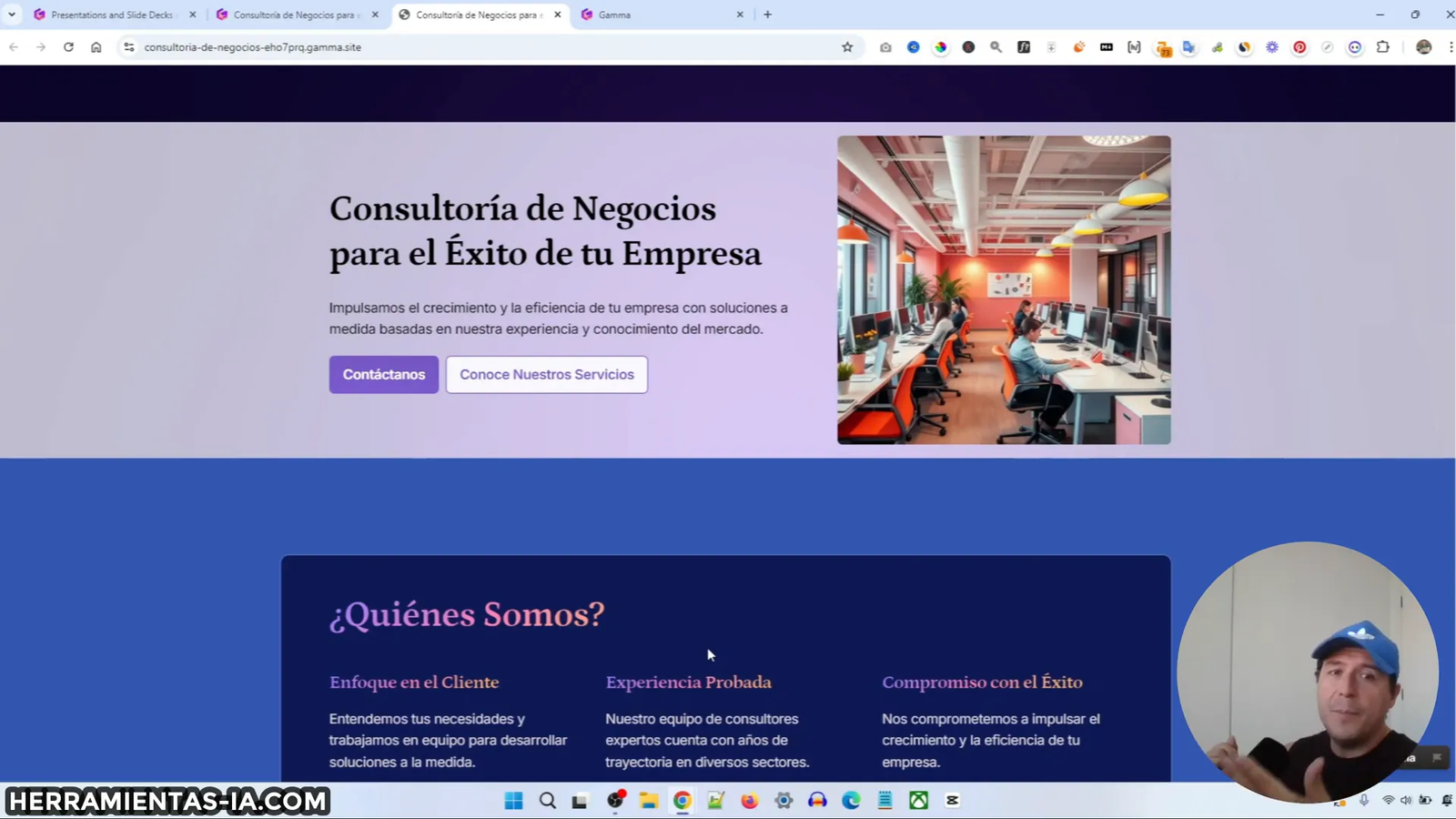 Creación de landing page desde cero en Gamma