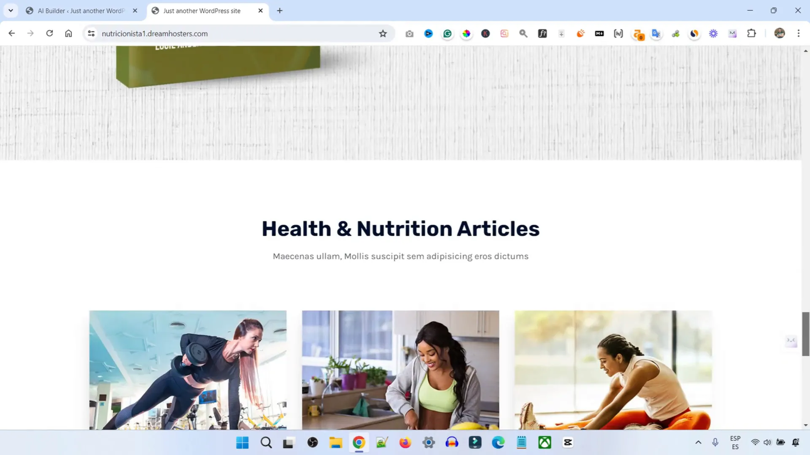 Creación de un sitio web de nutricionista