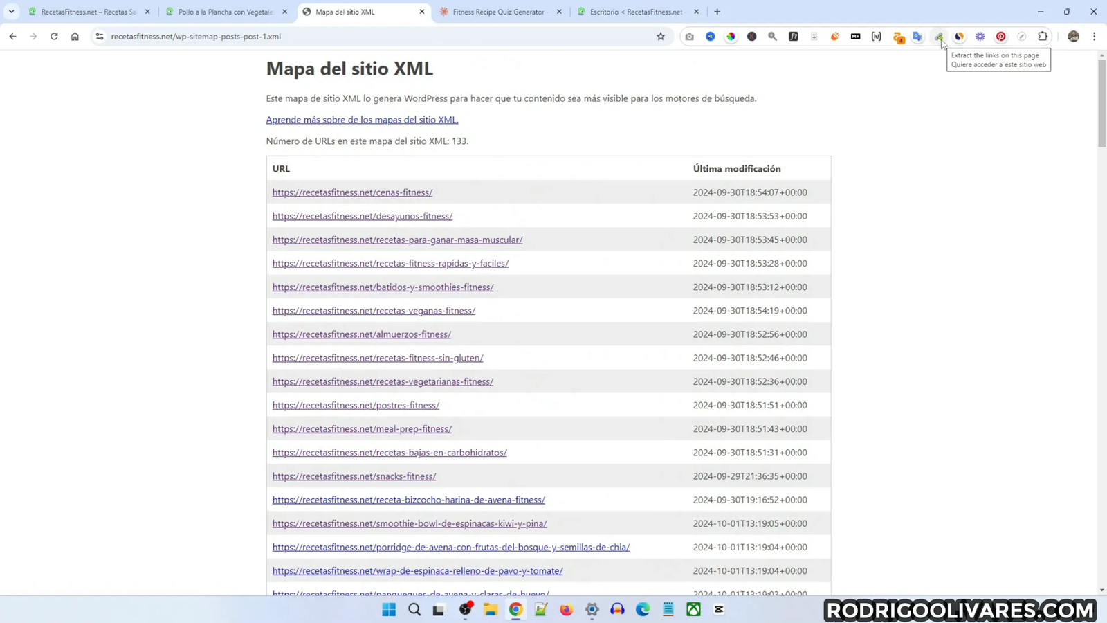 Uso de la extensión Link Grabber para obtener URLs