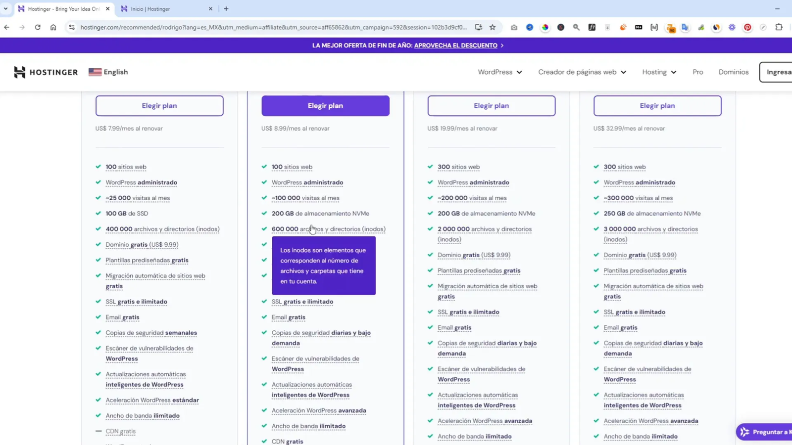 Características del plan Business