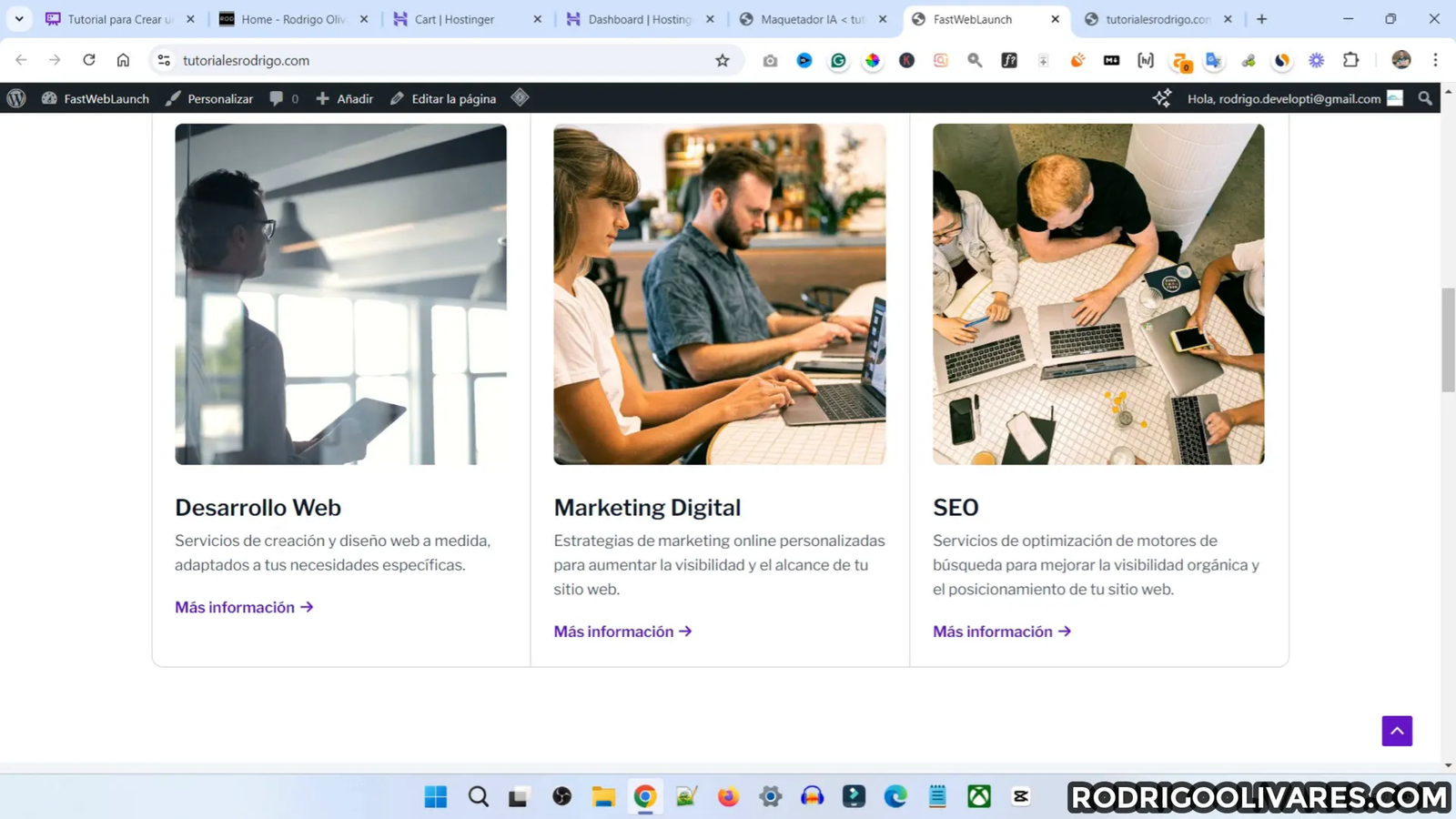 Interfaz de selección de plantillas