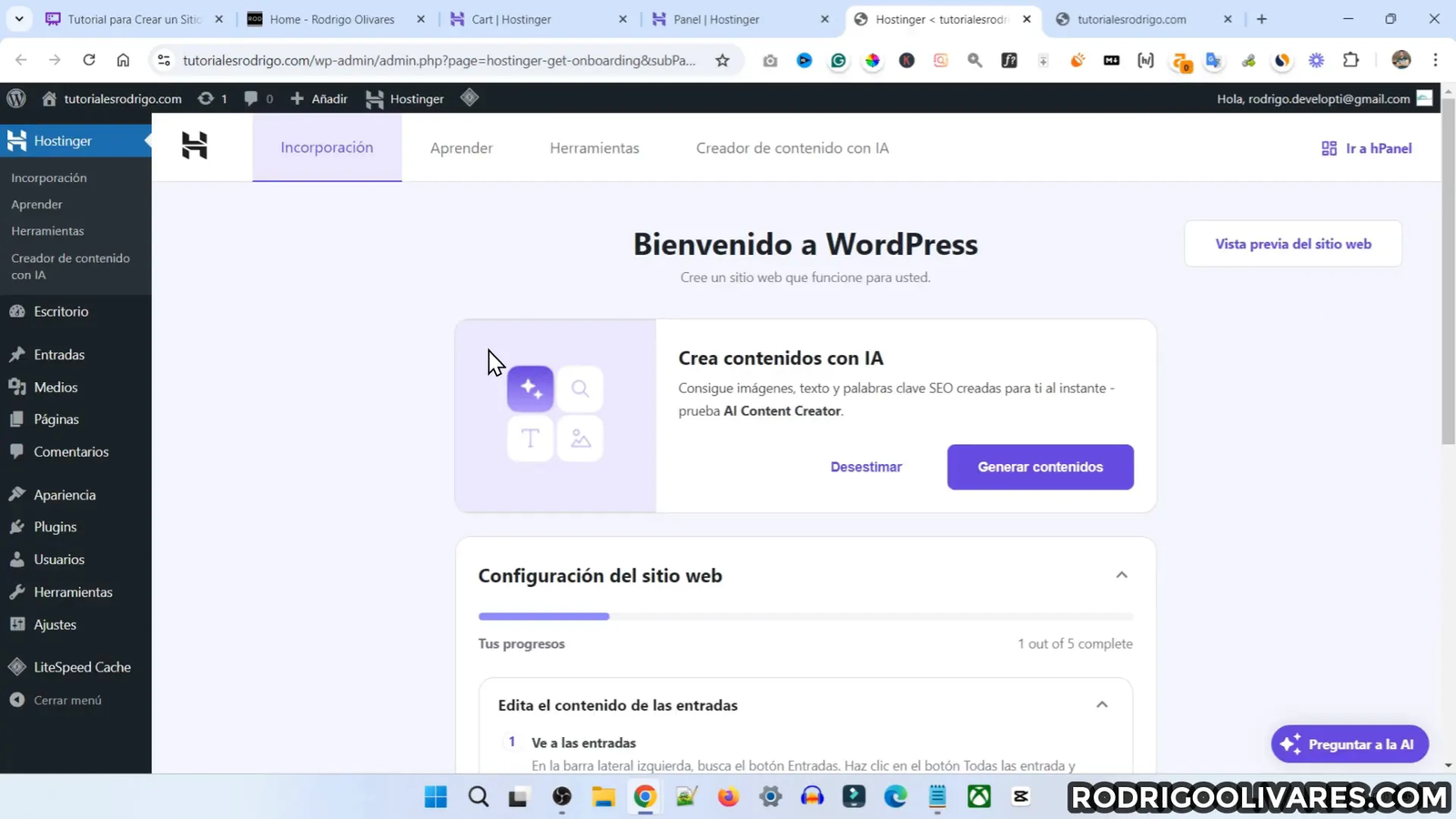 Pantalla de acceso al panel de WordPress