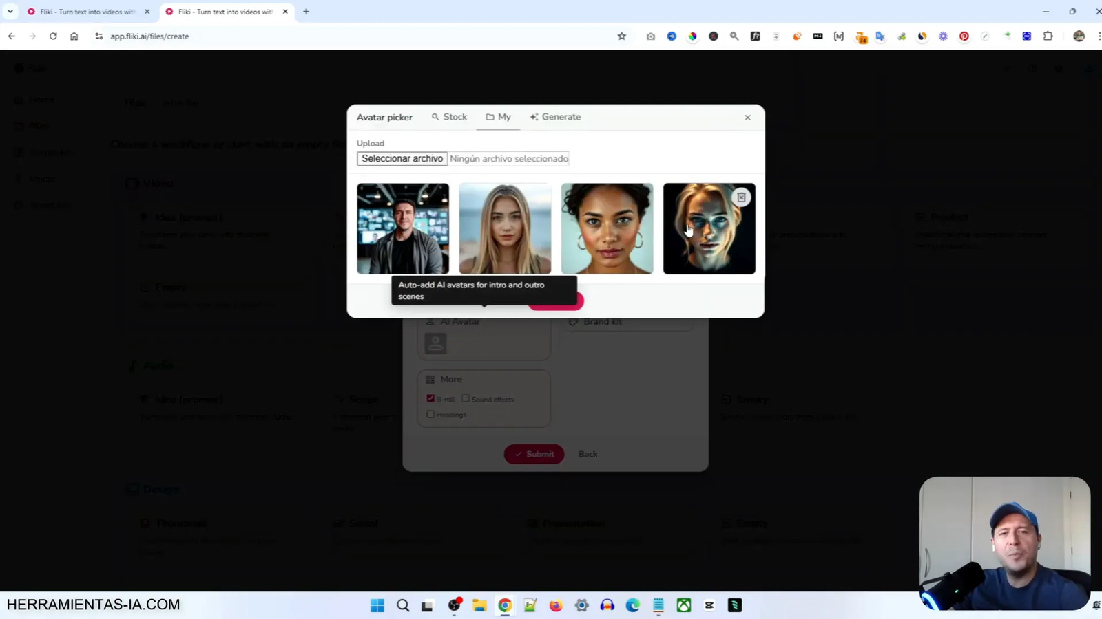 Cómo Crear Videos con IA usando Fliki en 2025 10 Selección de avatares realistas en Fliki