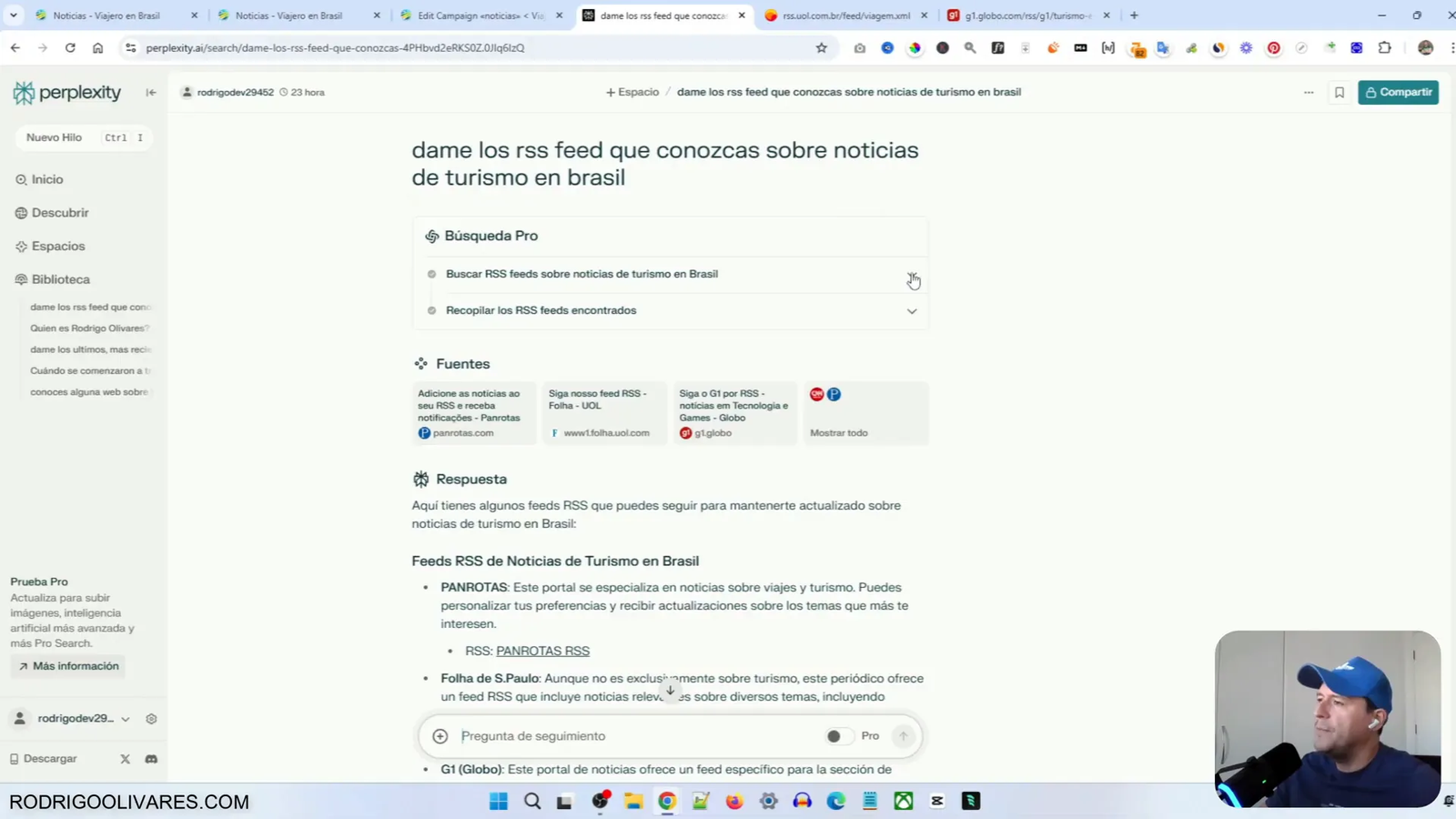 Búsqueda de feeds RSS de turismo en Brasil