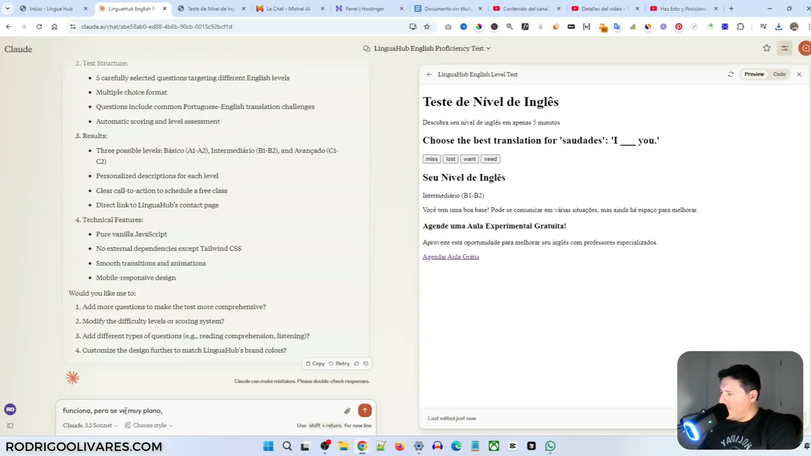 Ejemplo de test interactivo con ajustes de estilo