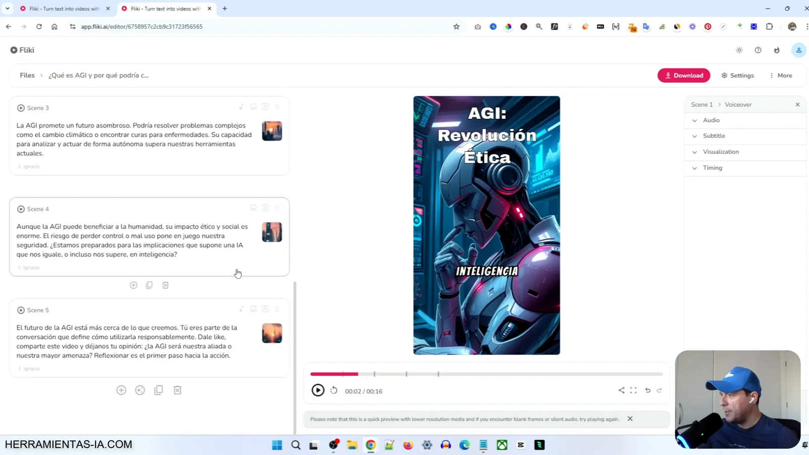 Cómo Crear Videos con IA usando Fliki en 2025 5 Interfaz de personalización de imágenes en Fliki