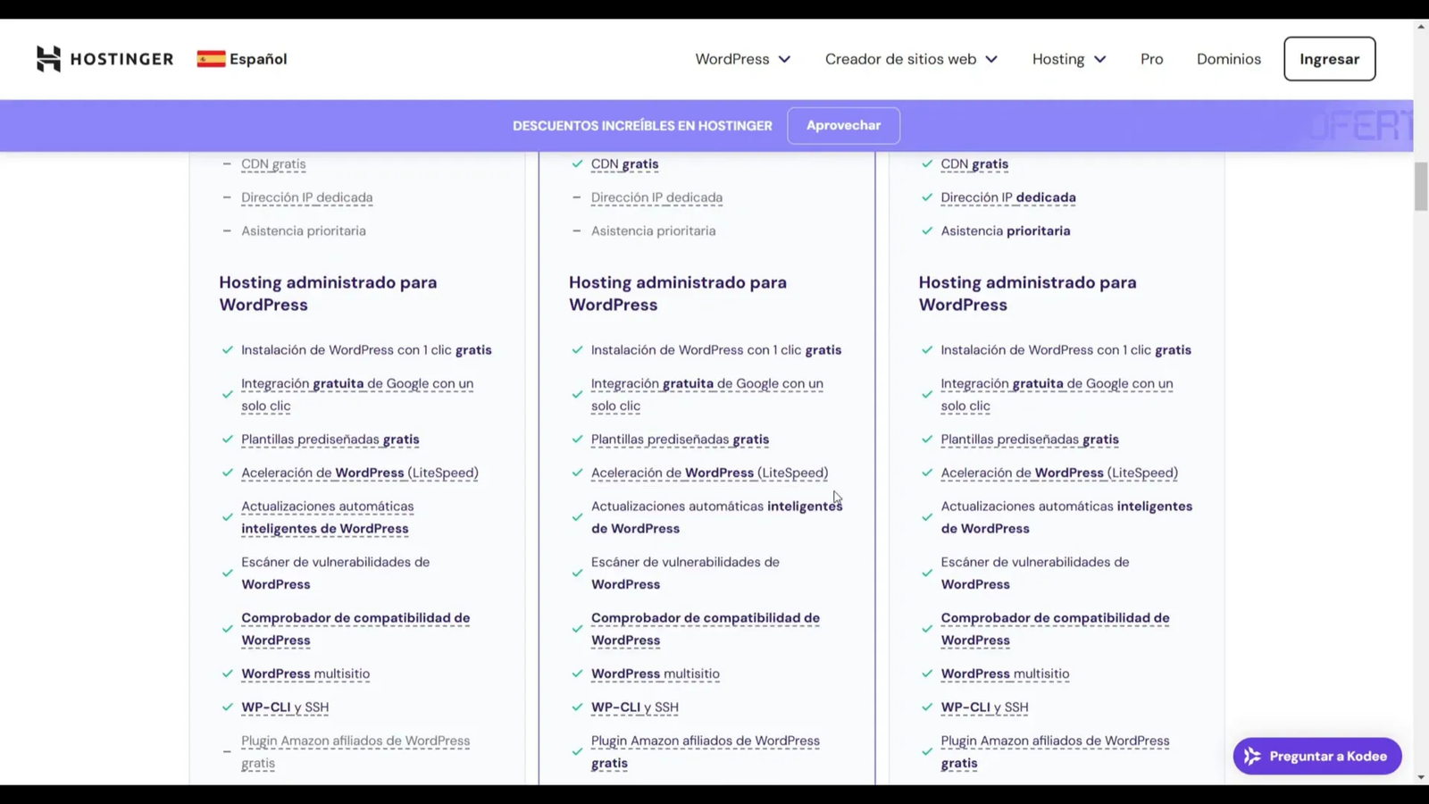 Ventajas de Hostinger