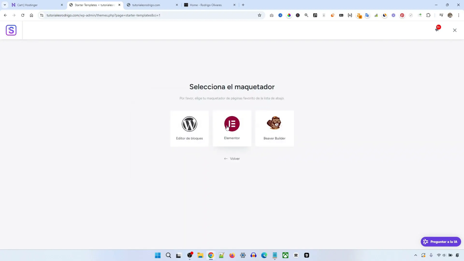 Crea tu Propia Web en 2025 con WordPress y Hostinger: Guía Completa para Principiantes 9 Selección de plantillas en Starter Templates