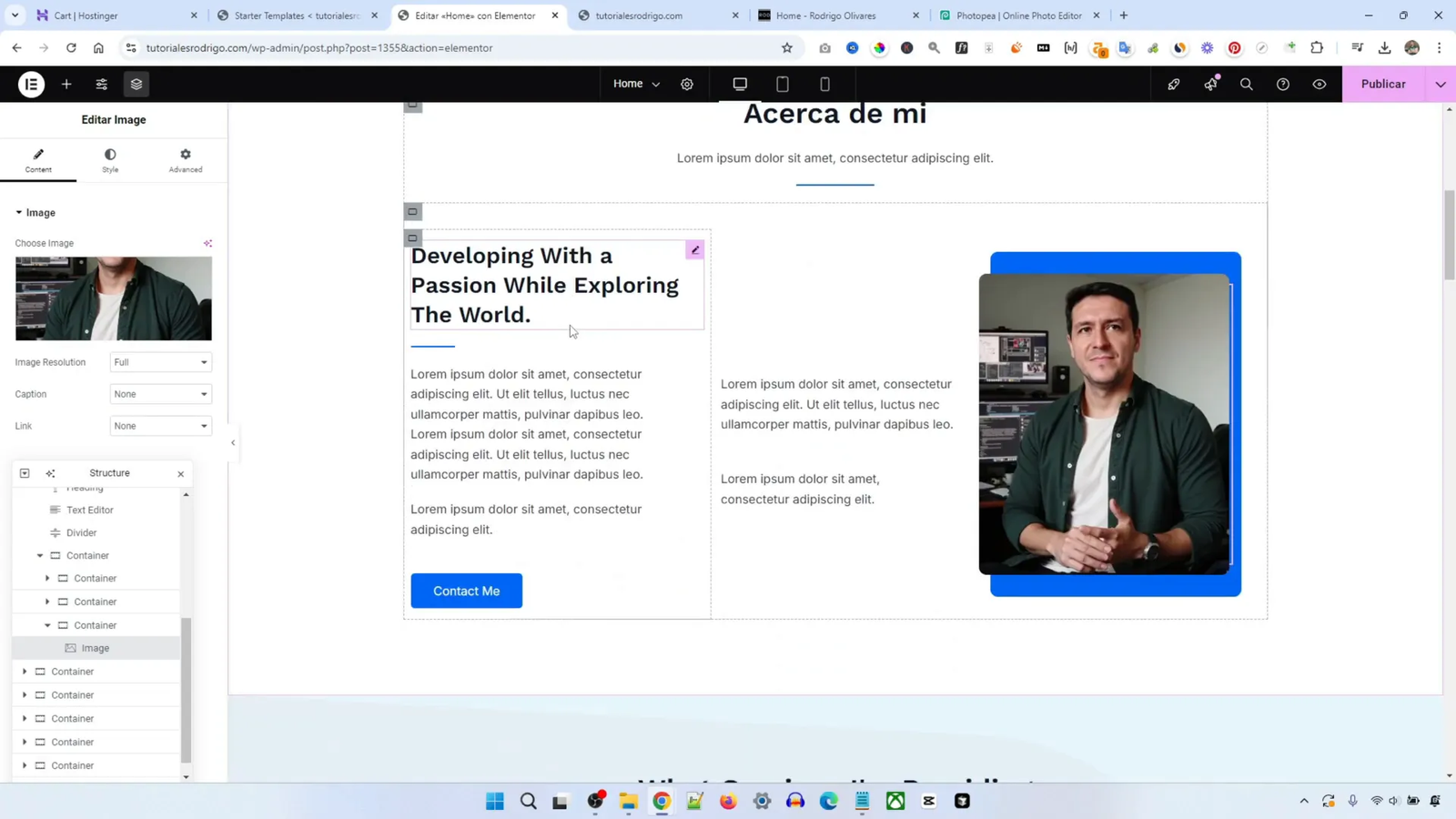 Crea tu Propia Web en 2025 con WordPress y Hostinger: Guía Completa para Principiantes 14 Ejemplo de texto personalizado
