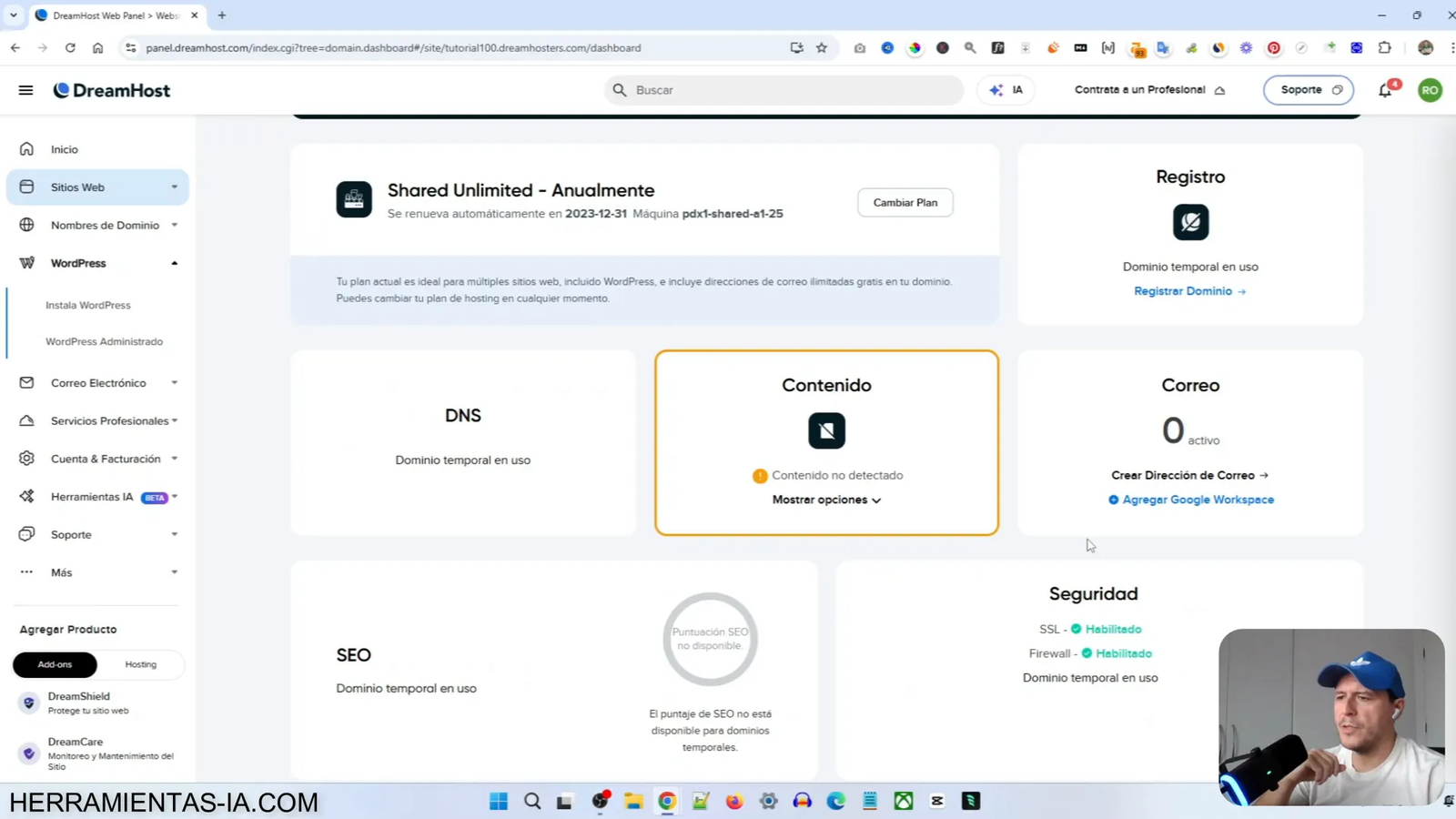 Crea tu Web WordPress Completa en Menos de 10 Minutos con esta IA 7 Panel de instalación de WordPress