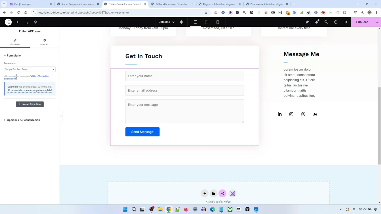 Crea tu Propia Web en 2025 con WordPress y Hostinger: Guía Completa para Principiantes 26 Configurando el formulario de contacto