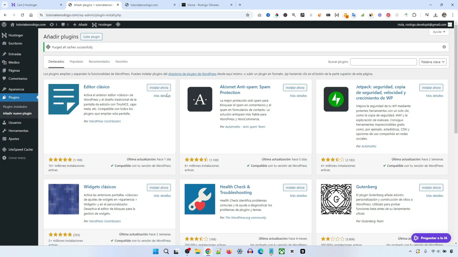Crea tu Propia Web en 2025 con WordPress y Hostinger: Guía Completa para Principiantes 7 Instalación del plugin Starter Templates