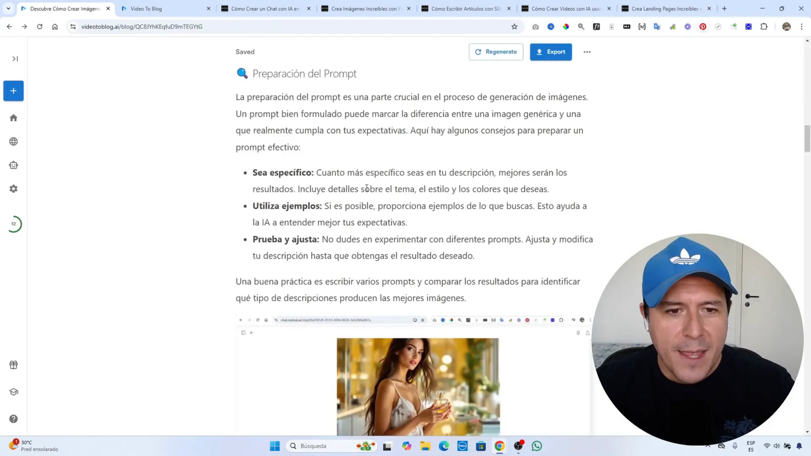 Incorporación de un enlace en el artículo generado