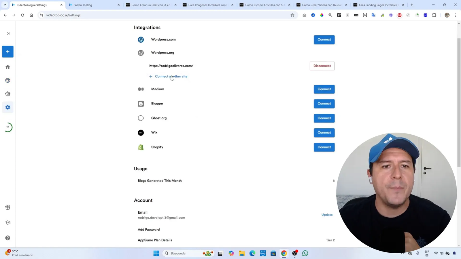 Función de publicación directa en VideoToBlog