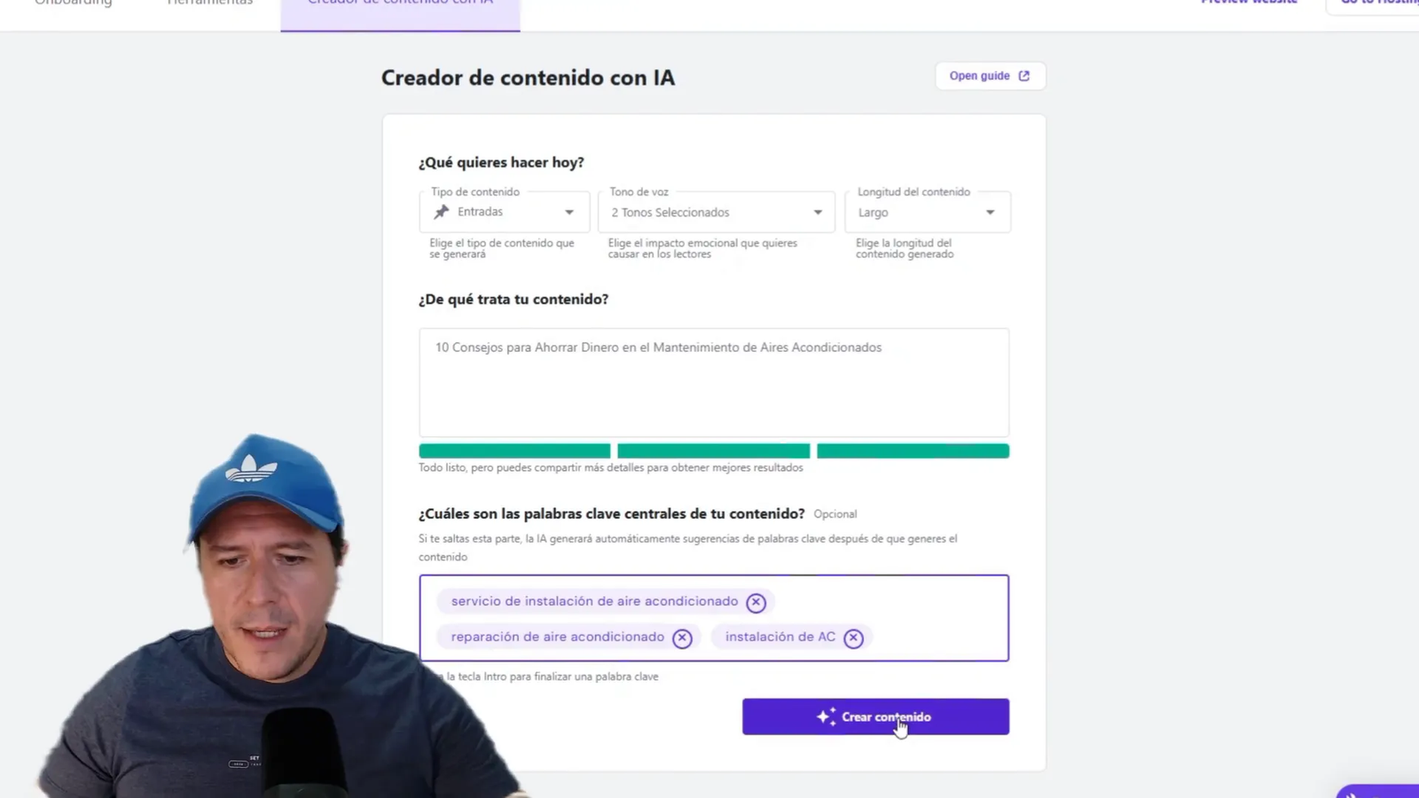 Configuración de longitud y tono de voz