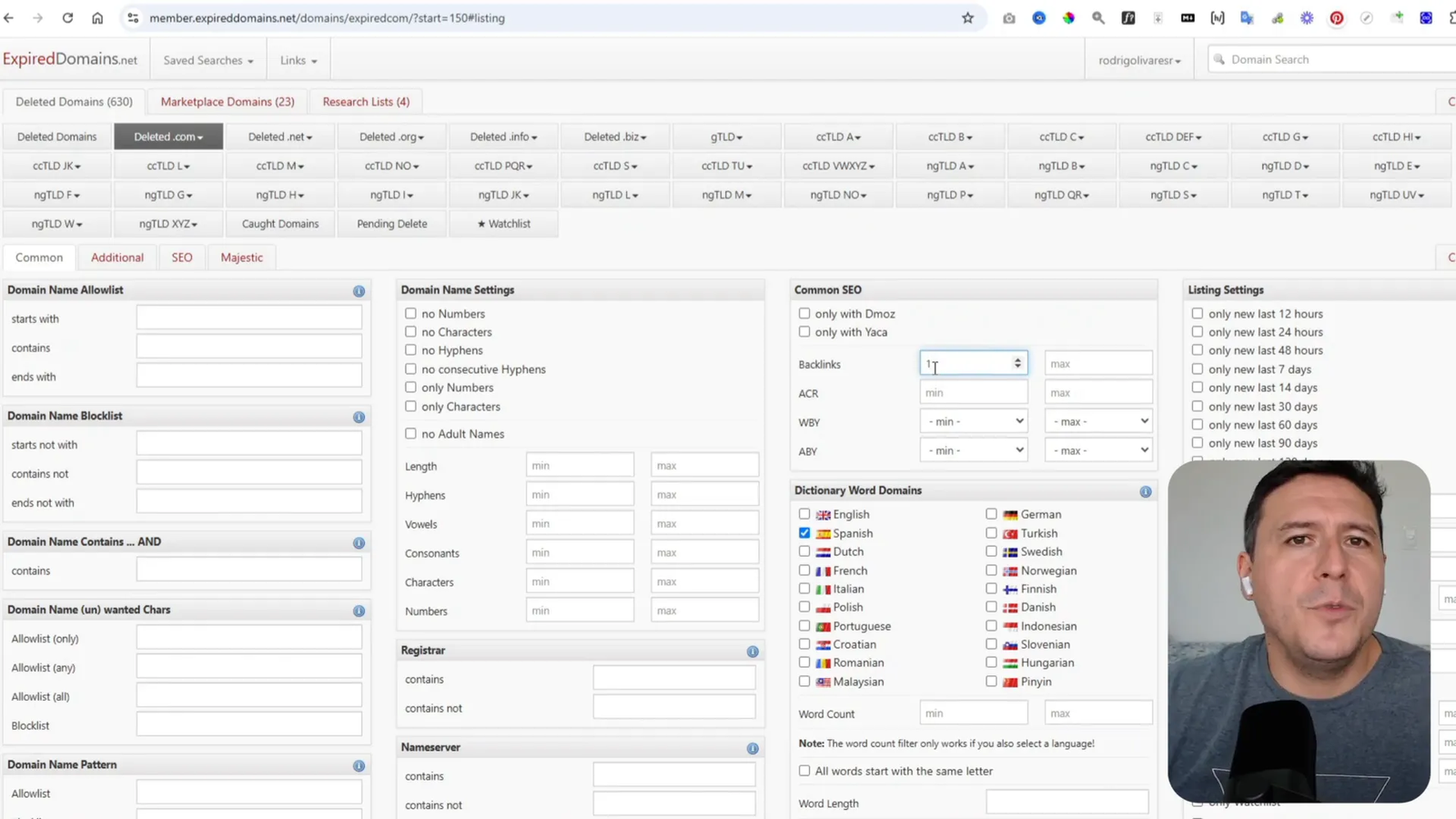 Filtros de dominio en HREPS