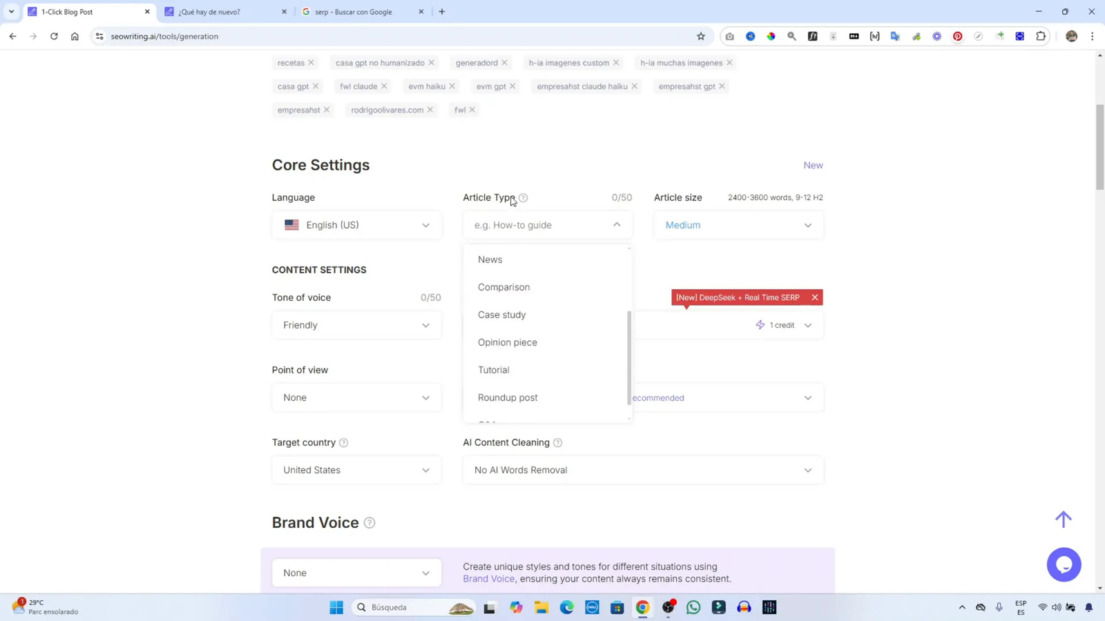 Análisis en tiempo real de palabras clave