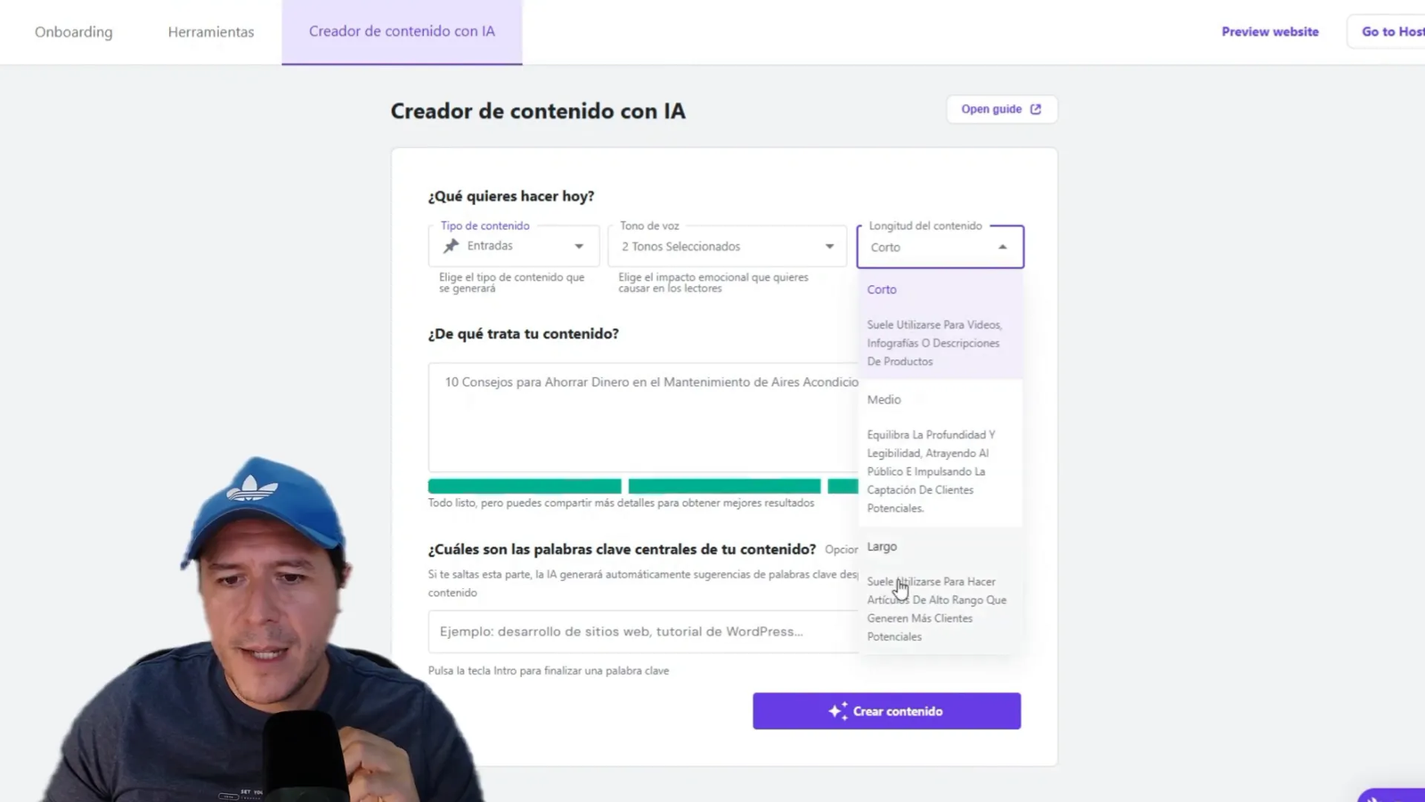 Configuración del tono de voz y longitud