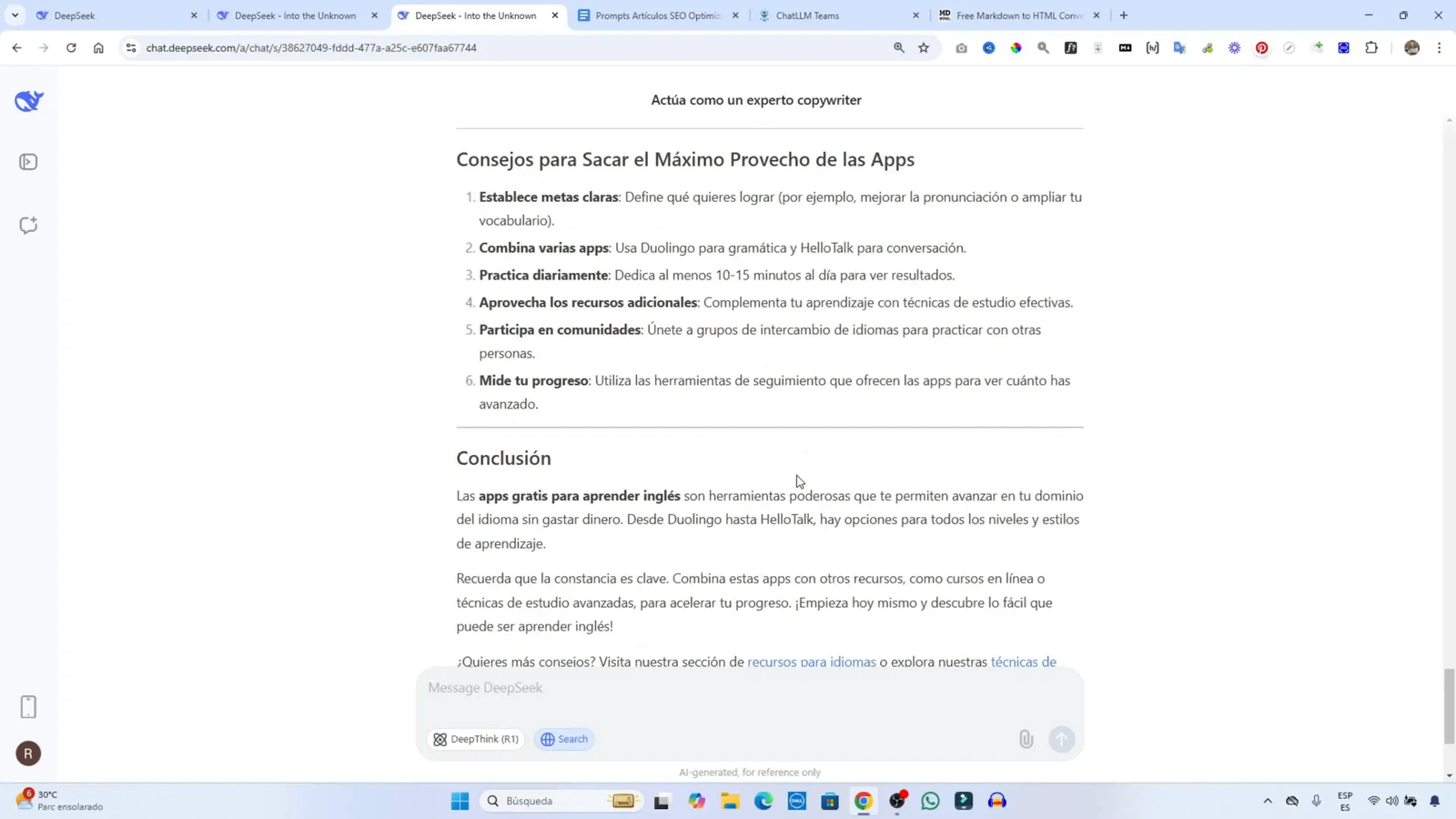 Cumplimiento de buenas prácticas de SEO