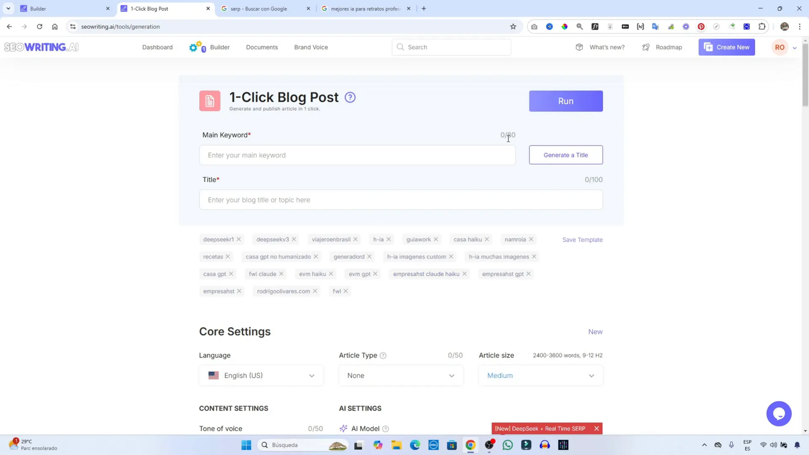 Comparando la velocidad de generación de artículos