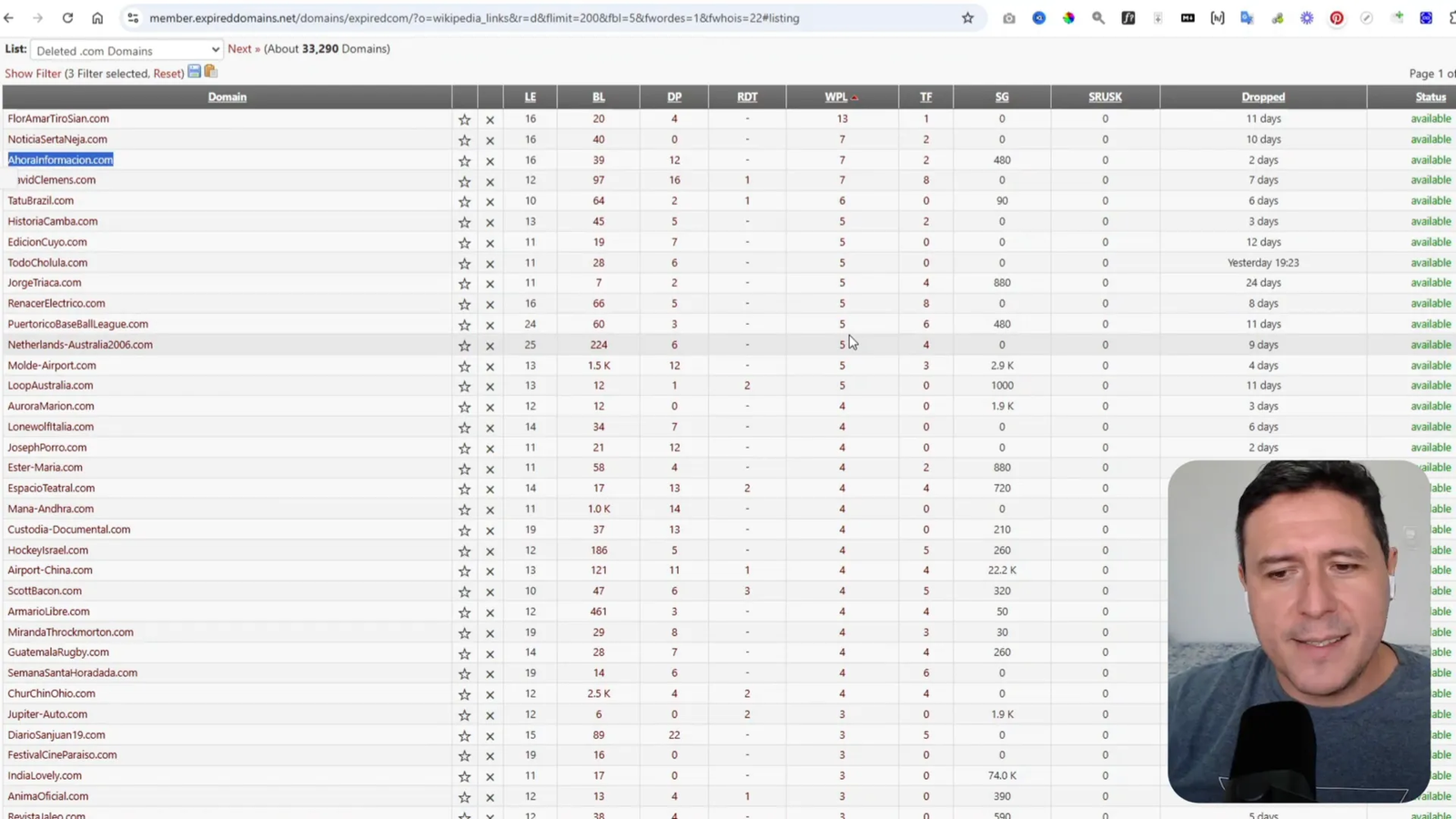 Ejemplo de dominios con palabras clave